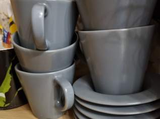 6 Kaffeetassen mit Untersetzer, Tassen, Häferl