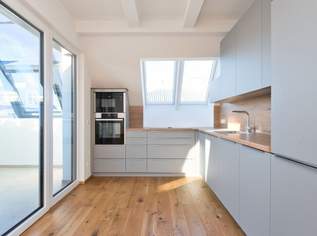 Erstbezug! Offenes und lichtdurchflutetes Wohnerlebnis mit einzigartigem Blick über die ganze Stadt! 117m2 Dachgeschoss Nähe Hauptbahnhof und U1!, 2297.91 €, Immobilien-Wohnungen in 1100 Favoriten