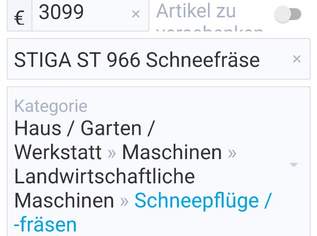 Schneefräse STIGA ST966, 3099 €, Haus, Bau, Garten-Hausbau & Werkzeug in 9073 Klagenfurt am Wörthersee Schneefräse STIGA ST966, 3099 €, Haus, Bau, Garten-Hausbau & Werkzeug in 9073 Klagenfurt am Wörthersee