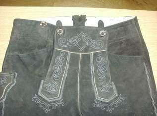 Buchberger- Tracht, Echt-Leder, Knielederhose Gr. 48, braun, bestickt, mit Messertasche,