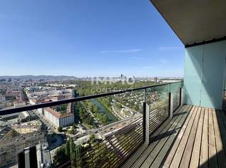 Rarität: Möblierte Zweizimmer-Wohnung im TrIIIple mit Blick wohin das Auge reicht (28. Stock), 1449.45 €, Immobilien-Wohnungen in 1030 Landstraße