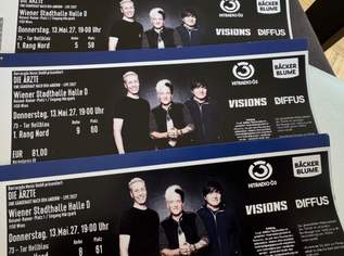 3 Konzertkarten - Die Ärzte in Wien am 13.05.2027, 239 €, Marktplatz-Musik & Musikinstrumente in Deutschland