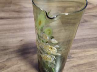 Glas Vase mit Blumenmuster