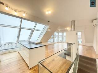 Bis Feb. 2028 befristet vermietete klimatisierte Dachgeschoss Maisonette mit 2 Terrassen und Kamin nahe Uno City!, 1140000 €, Immobilien-Wohnungen in 1020 Leopoldstadt