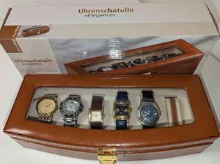 Konvolut Armbanduhren in Schatulle - Centia, Swatch, Zenith, Fossil, 125 €, Kleidung & Schmuck-Accessoires, Uhren, Schmuck in 4675 Weibern