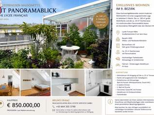Dachterrassen-Maisonette mit Panoramablick in Bestlage des 9. Bezirks – Nähe Lycée Français, 850000 €, Immobilien-Wohnungen in 1090 Alsergrund Dachterrassen-Maisonette mit Panoramablick in Bestlage des 9. Bezirks – Nähe Lycée Français, 850000 €, Immobilien-Wohnungen in 1090 Alsergrund