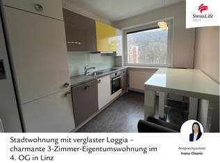 Stadtwohnung mit verglaster Loggia – charmante 3-Zimmer-Eigentumswohnung im 4. OG in Linz, 300000 €, Immobilien-Wohnungen in Oberösterreich