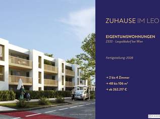 Zuhause IM LEO | Tolle 2 Zimmer Balkonwohnung | 2.OG | Tiefgarage im Gebäude | Hauptstraße | Ende 2028 - Top 32, 297857 €, Immobilien-Wohnungen in 2333 Gemeinde Leopoldsdorf