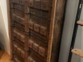 ANTIK TEAK- Besonderheit Schaustück zu großer Couchtisch umgewandelt, inkl. eingefasster Glasplatte/ IMPORT Massivholz/ Handgefertigt 