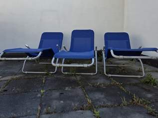 Gartenliege Blau Metall 3 Stk. Set klappbar