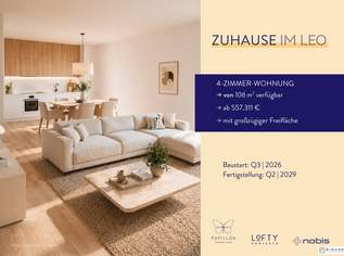 Zuhause IM LEO | Tolle 4 Zimmer Gartenwohnung mit Terrasse | 2 Bäder | 2 Abstellräume | Tiefgarage im Gebäude | Hauptstraße | Sommer 2029 - Top 1, 619234 €, Immobilien-Wohnungen in 2333 Gemeinde Leopoldsdorf