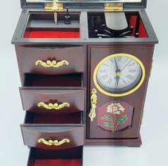 Holz Schmuckkästchen mit Spieluhr & Ballerina Spiegel Maße: 21 x 13 x 22,5 cm Holz Schmuckkästchen mit Spieluhr & Ballerina Spiegel Maße: 21 x 13 x 22,5 cm