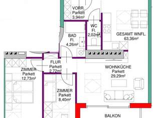 Moderne 3-Zimmer-Dachgeschosswohnung mit Balkon, 430848 €, Immobilien-Wohnungen in 1100 Favoriten