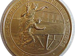 Medaille Belgien vergoldet -Exposition des Arts et metiers 1908, 55 €, Marktplatz-Antiquitäten, Sammlerobjekte & Kunst in 7471 Rechnitz