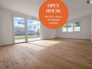 OPEN HOUSE 24.4.! Bis zu -5% Rabatt sichern! FERTIGGESTELLT! Naturnah + perfekt angebunden! 4-Zimmer-Gartenwohnung mit hochwertiger und nachhaltiger Ausstattung im DAS WEGL!, 503073 €, Immobilien-Wohnungen in 2320 Schwechat