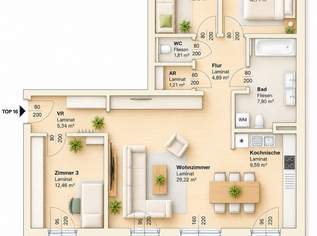 NEUBAU MIT RAUMGEFÜHL | 4-Zimmerwohnung mit großer Loggia, 1197.3 €, Immobilien-Wohnungen in 8020 