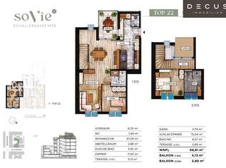 ANLEGER | 3,5 ZIMMER WOHNUNG | STILVOLLE DACHTRAUM-MAISONETTE | 2 TERRASSEN | MEIDLING |, 982200 €, Immobilien-Wohnungen in 1120 Meidling