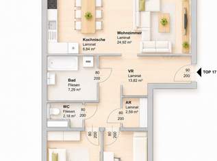 Sonnige Loggia | 3 Zimmerwohnung | BEFRISTETE MIETAKTION, 1003.2 €, Immobilien-Wohnungen in 8020 