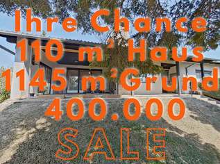 IHRE CHANCE: GEBORGENHEIT FÜR 400.000,- +3-ZIMMER-BUNGALOW +1.145 m² EIGENGRUND +GARAGE +KELLER, 400000 €, Immobilien-Häuser in 2544 Leobersdorf