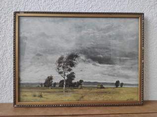 Altes Bild, Gemälde, Druck, Antiquität, Bauernhof ca 30x23cm signiert Landschaft, 15 €, Haus, Bau, Garten-Geschirr & Deko in 1220 Donaustadt