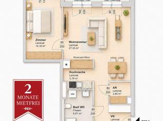 Smart wohnen | 2 MONATE MIETFREI, 772.64 €, Immobilien-Wohnungen in 8020 