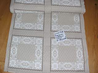 Leinen-Stoff für Tischdecke, weiß/braun bestickt, B-1,40m, L-3,40m, , 310 €, Marktplatz-Sammlungen & Haushaltsauflösungen in 9761 Amberg