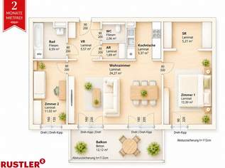 MIETAKTION BIS 01.10.2026 | Großzügige 3-Zimmer-Wohnung mit Balkon, 912.2 €, Immobilien-Wohnungen in 8020 