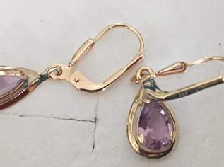 Ohrringe 585 Gold mit tropfenförmigen echten Amethysten, 399 €, Kleidung & Schmuck-Accessoires, Uhren, Schmuck in 1220 Donaustadt