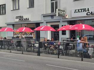 Investoren aufgepasst Einnahmen € 6.300,-- Netto mtl. für ein charmantes Cafe/Bar + Bäckerei + komplett Küche für Catering mit großen Schanigarten 52 Sitzplätze, 1600 €, Immobilien-Gewerbeobjekte in 1150 Rudolfsheim-Fünfhaus