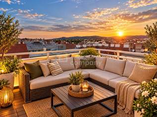 Luxuriöse zweistöckige Wohnung mit atemberaubendem Stadtblick + Balkon und geräumiger Terrasse! 15. Bezirk! U3, 865000 €, Immobilien-Wohnungen in 1150 Rudolfsheim-Fünfhaus