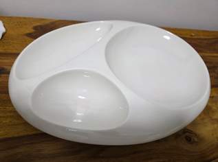 Villeroy & Boch: hochwertige, dreigeteilte ovale Servierschale/ Servierplatte in beige