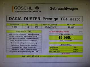 Duster Prestige TCe 150 PF EDC, 19990 €, Auto & Fahrrad-Autos in 5120 Sankt Pantaleon Duster Prestige TCe 150 PF EDC, 19990 €, Auto & Fahrrad-Autos in 5120 Sankt Pantaleon