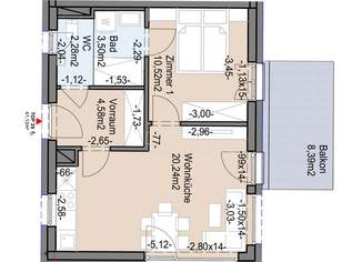 Geförderte Neubauwohnung mit 2 Zimmern in 1. Stock, 626.38 €, Immobilien-Wohnungen in 8020 