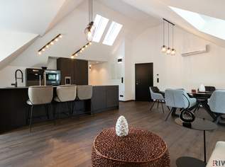 Luxus-Dachgeschoss 133,81 m² mit Terrasse, Designer-Inselküche & Spa-Bad – Weinbergblick + Poolnutzung - Voll möbliert, 4709.04 €, Immobilien-Wohnungen in 1190 Döbling
