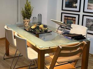 Designer Esstisch mit Glasplatte & Holzgestell (Neupreis: ca. 2000 EUR), 50 €, Haus, Bau, Garten-Möbel & Sanitär in 1090 Alsergrund