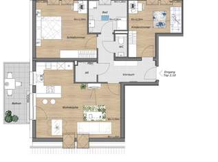 Hochwertige 3-Zimmer DG-Wohnung | 96 m² Wohnfläche | mit Balkon & 2 Parkplätzen (Ziegelmassiv!), 428900 €, Immobilien-Wohnungen in 2460 Gemeinde Bruck an der Leitha