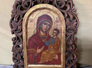 Hölzerne Byzantinische Wandikone, 35 €, Marktplatz-Antiquitäten, Sammlerobjekte & Kunst in 2285 Gemeinde Leopoldsdorf im Marchfelde
