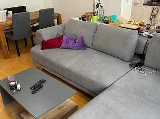 Couch in Textil Silberfarben - Schenkel 297/214