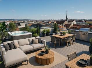 NEUER PREIS - BEZUGSFERTIGES Penthouse mit 175 m² Wohnfläche und 72 m² Dachterrasse on TOP + privater Liftfahrt!, 1549000 €, Immobilien-Wohnungen in 1050 Margareten
