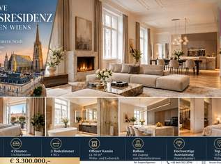 EXKLUSIVE LUXUSRESIDENZ IM HERZEN WIENS – CA. 200 m² | 3 SCHLAFZIMMER | 3 BÄDER | KAMIN | BALKON | GENERALSANIERT, 3300000 €, Immobilien-Wohnungen in 1010 Innere Stadt EXKLUSIVE LUXUSRESIDENZ IM HERZEN WIENS – CA. 200 m² | 3 SCHLAFZIMMER | 3 BÄDER | KAMIN | BALKON | GENERALSANIERT, 3300000 €, Immobilien-Wohnungen in 1010 Innere Stadt