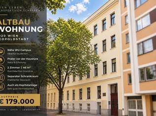 Altbauwohnung nahe WU & Prater | 2 Zimmer | Schrankraum | Perfekt für Studenten & Eigennutzer, 179000 €, Immobilien-Wohnungen in 1020 Leopoldstadt Altbauwohnung nahe WU & Prater | 2 Zimmer | Schrankraum | Perfekt für Studenten & Eigennutzer, 179000 €, Immobilien-Wohnungen in 1020 Leopoldstadt