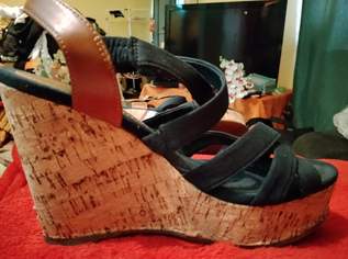 Marc'o Polo Original Damen-Keilabsatz Sandalen in Dunkelblau neuwertig Grösse 38