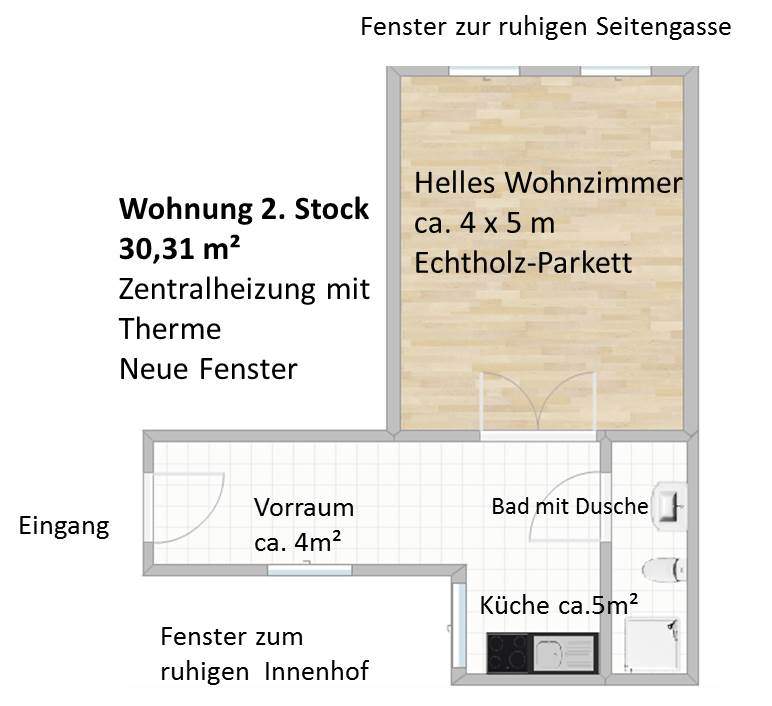 Renoviert-hell-ruhig, 30m², 200m zu U3 Schlachthausgasse, Praternähe