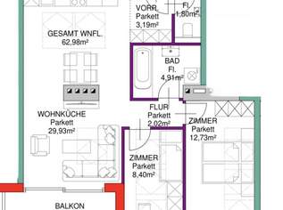 Moderne 3-Zimmer-Dachgeschosswohnung mit Balkon, 428264 €, Immobilien-Wohnungen in 1100 Favoriten