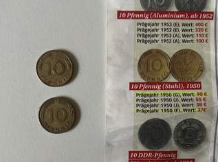 Wertvolle 10 Pfennig Münzen, 80 €, Marktplatz-Antiquitäten, Sammlerobjekte & Kunst in 5400 Hallein