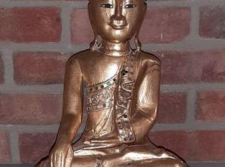 Buddha aus Burma, 19. Jahrhundert, vergoldet, Farbglas Inlays, 499 €, Marktplatz-Antiquitäten, Sammlerobjekte & Kunst in 1020 Leopoldstadt