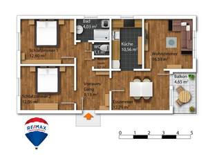 Großzügig geschnittene, sanierte 4 Zimmerwohnung mit rund 80 m² Wohnfläche in Graz, 249500 €, Immobilien-Wohnungen in 8055 