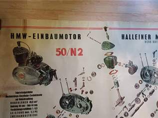 Seltenes Plakat Halleiner Motorenwerke (50er Jahre)