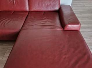  Couch Garnitur Leder gebraucht 287 Cm X 179cm Länge in Bordeaux Rot Top Zustand