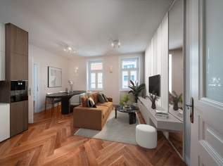 Smarter Grundriss mit exklusiven Details in wunderschön saniertem Altbau, 313000 €, Immobilien-Wohnungen in 1050 Margareten